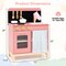 Play Kitchen for Kids Wooden Kitchen Playset with Door Curtain-Pink